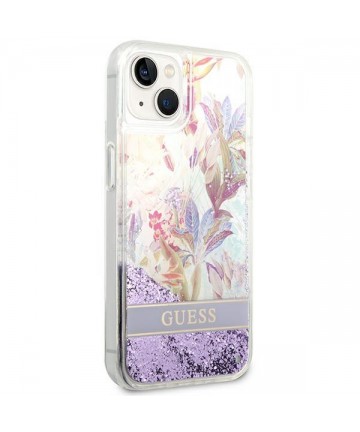 Guess GUHCP14MLFLSU iPhone 14 Plus 6.7 "violet / purple hardcase Flower Liquid Glitter