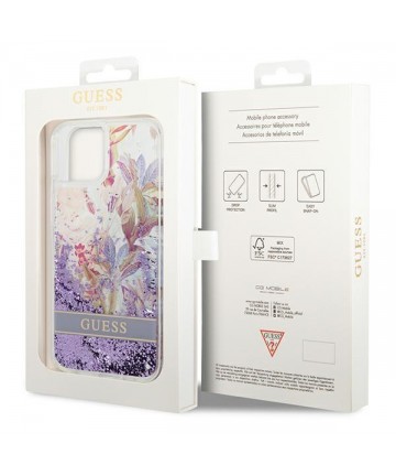 Guess GUHCP14MLFLSU iPhone 14 Plus 6.7 "violet / purple hardcase Flower Liquid Glitter