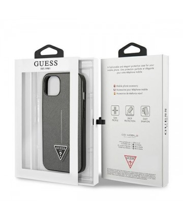 Guess GUHCP14MPSATLG iPhone 14 Plus 6.7 "silver / silver hardcase SaffianoTriangle Logo