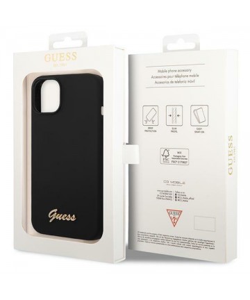 Guess GUHCP14MSLSMK iPhone 14 Plus 6.7 "black / black hard case Silicone Vintage Gold Logo