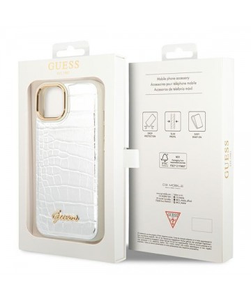 Guess GUHCP14SHGCRHS iPhone 14 6.1 "silver / silver hardcase Croco Collection