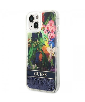 Guess GUHCP14SLFLSB iPhone 14 6.1 "blue / blue hardcase Flower Liquid Glitter
