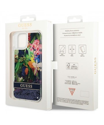 Guess GUHCP14SLFLSB iPhone 14 6.1 "blue / blue hardcase Flower Liquid Glitter