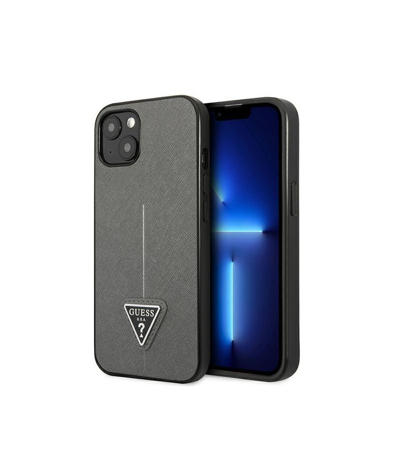 Guess GUHCP14SPSATLG iPhone 14 6.1 "silver / silver hardcase SaffianoTriangle Logo