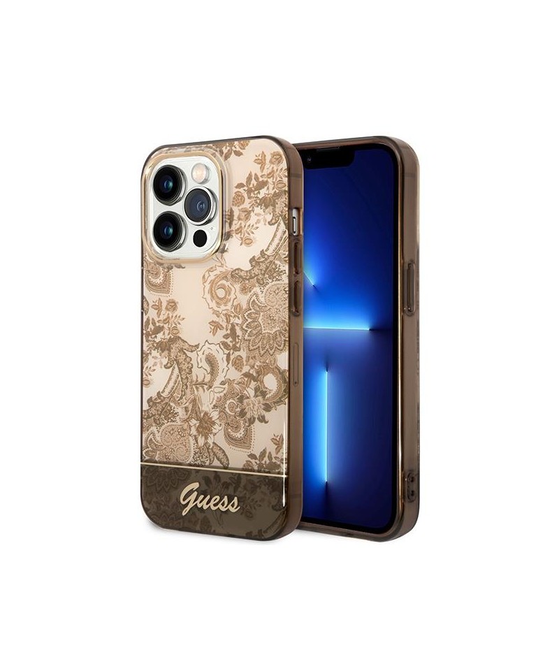 Guess GUHCP14XHGPLHC iPhone 14 Pro Max 6.7" ocher hardcase Porcelain Collection