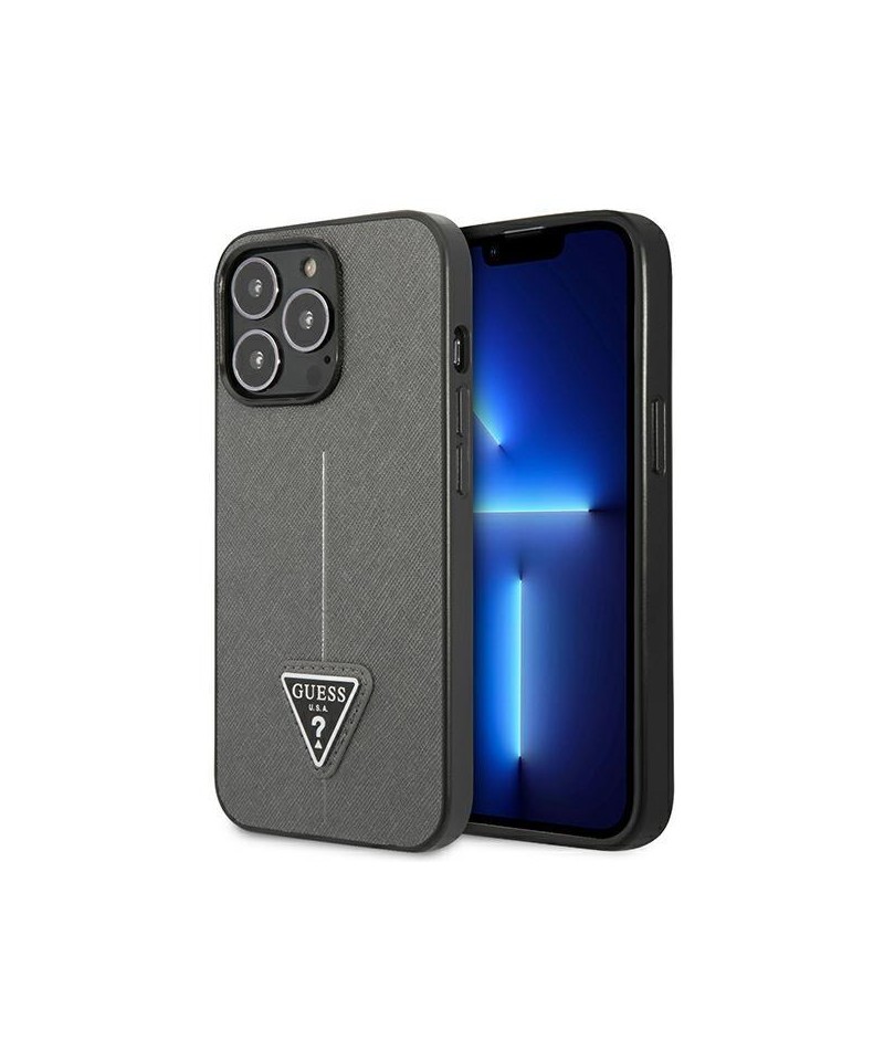 Guess GUHCP14XPSATLG iPhone 14 Pro Max 6.7 "silver / silver hardcase SaffianoTriangle Logo