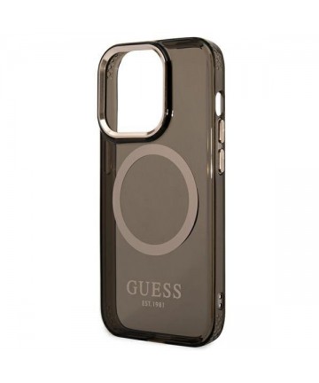 Guess GUHMP14LHTCMK iPhone 14 Pro 6.1" black/black hard case Gold Outline Translucent MagSafe