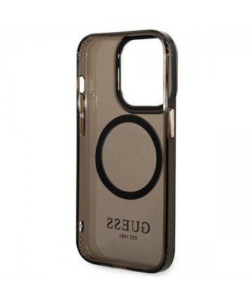 Guess GUHMP14LHTCMK iPhone 14 Pro 6.1" black/black hard case Gold Outline Translucent MagSafe