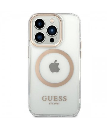 Guess GUHMP14LHTRMD iPhone 14 Pro 6.1 "gold / gold hard case Metal Outline Magsafe