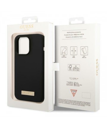 Guess GUHMP14LSBPLK iPhone 14 Pro 6.1" black/black hard case Silicone Logo Plate MagSafe