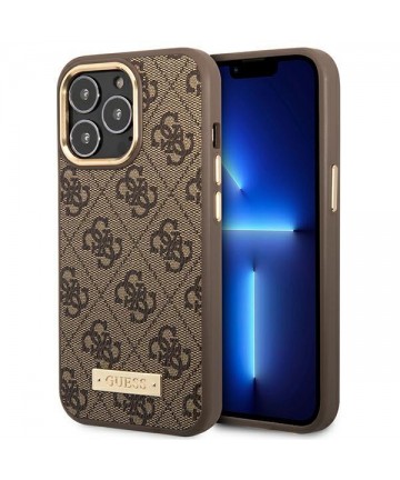 Guess GUHMP14LU4GPRW iPhone 14 Pro 6.1 "brown / brown hard case 4G Logo Plate MagSafe