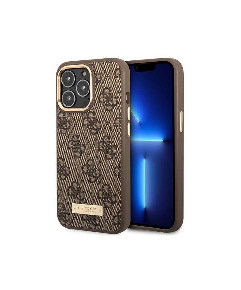 Guess GUHMP14LU4GPRW iPhone 14 Pro 6.1 "brown / brown hard case 4G Logo Plate MagSafe