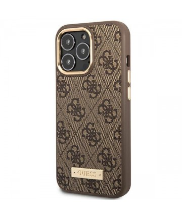 Guess GUHMP14LU4GPRW iPhone 14 Pro 6.1 "brown / brown hard case 4G Logo Plate MagSafe
