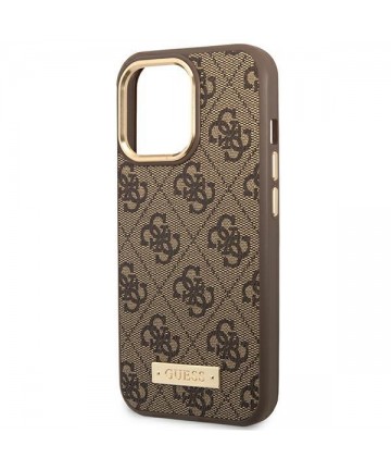 Guess GUHMP14LU4GPRW iPhone 14 Pro 6.1 "brown / brown hard case 4G Logo Plate MagSafe