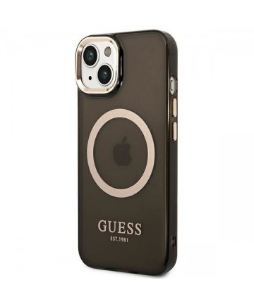 Guess GUHMP14MHTCMK iPhone 14 Plus 6.7" black/black hard case Gold Outline Translucent MagSafe