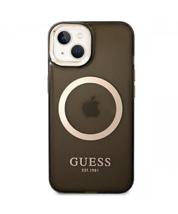 Guess GUHMP14MHTCMK iPhone 14 Plus 6.7" black/black hard case Gold Outline Translucent MagSafe