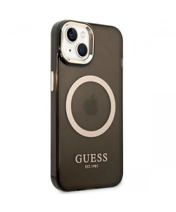Guess GUHMP14MHTCMK iPhone 14 Plus 6.7" black/black hard case Gold Outline Translucent MagSafe