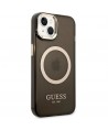 Guess GUHMP14MHTCMK iPhone 14 Plus 6.7" black/black hard case Gold Outline Translucent MagSafe