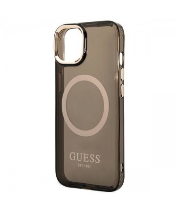 Guess GUHMP14MHTCMK iPhone 14 Plus 6.7" black/black hard case Gold Outline Translucent MagSafe