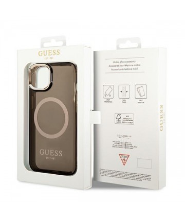 Guess GUHMP14MHTCMK iPhone 14 Plus 6.7" black/black hard case Gold Outline Translucent MagSafe