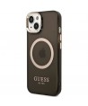 Guess GUHMP14SHTCMK iPhone 14 6.1" black/black hard case Gold Outline Translucent MagSafe
