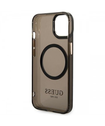 Guess GUHMP14SHTCMK iPhone 14 6.1" black/black hard case Gold Outline Translucent MagSafe
