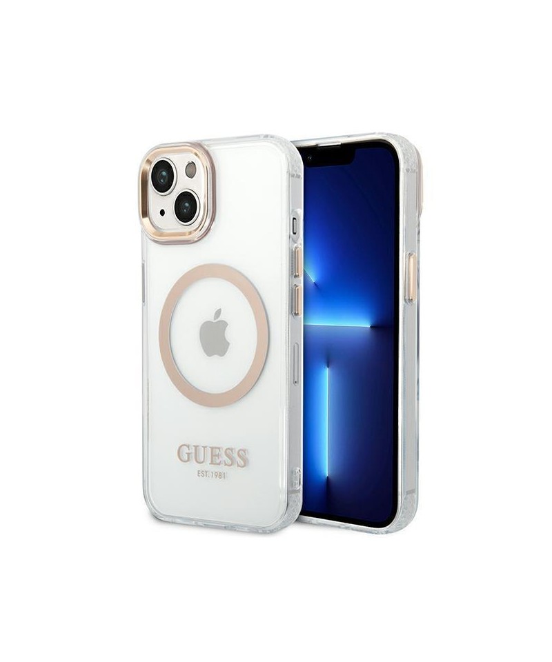 Guess GUHMP14SHTRMD iPhone 14 6.1 "gold / gold hard case Metal Outline Magsafe