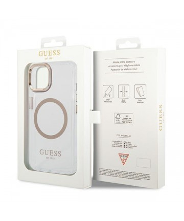 Guess GUHMP14SHTRMD iPhone 14 6.1 "gold / gold hard case Metal Outline Magsafe