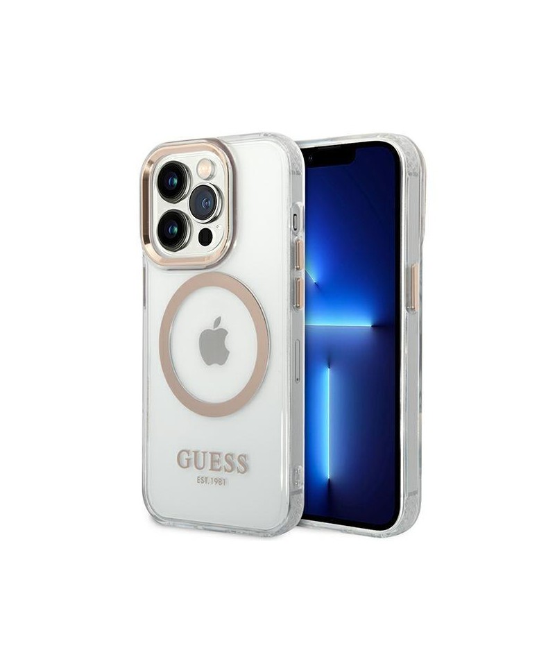 Guess GUHMP14XHTRMD iPhone 14 Pro Max 6.7 "gold / gold hard case Metal Outline Magsafe
