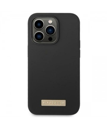 Guess GUHMP14XSBPLK iPhone 14 Pro Max 6.7" black/black hard case Silicone Logo Plate MagSafe