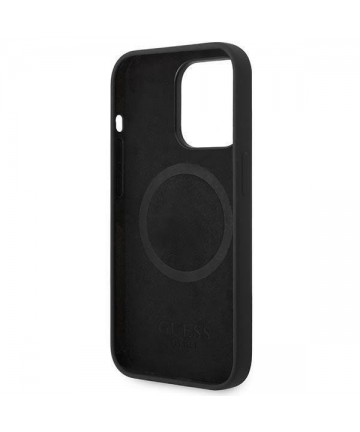 Guess GUHMP14XSBPLK iPhone 14 Pro Max 6.7" black/black hard case Silicone Logo Plate MagSafe
