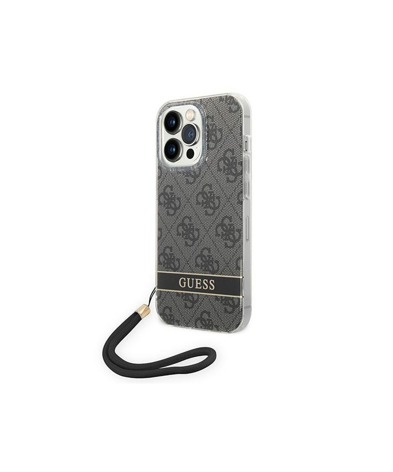 Guess GUOHCP14LH4STK iPhone 14 Pro 6.1 "black / black hardcase 4G Print Strap