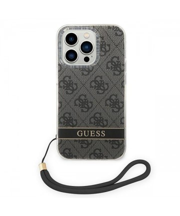 Guess GUOHCP14LH4STK iPhone 14 Pro 6.1 "black / black hardcase 4G Print Strap