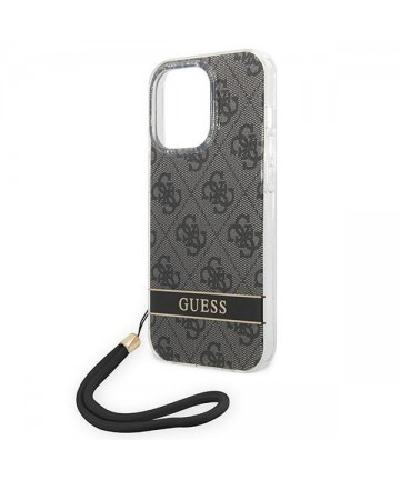 Guess GUOHCP14LH4STK iPhone 14 Pro 6.1 "black / black hardcase 4G Print Strap