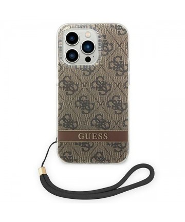 Guess GUOHCP14LH4STW iPhone 14 Pro 6.1 "brown / brown hardcase 4G Print Strap