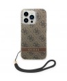 Guess GUOHCP14LH4STW iPhone 14 Pro 6.1 "brown / brown hardcase 4G Print Strap