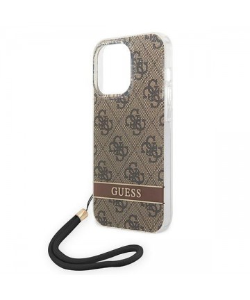 Guess GUOHCP14LH4STW iPhone 14 Pro 6.1 "brown / brown hardcase 4G Print Strap