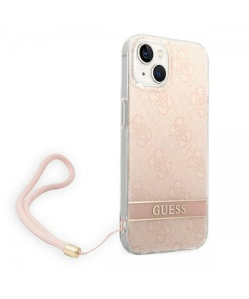Guess GUOHCP14MH4STP iPhone 14 Plus 6.7 "pink / pink hardcase 4G Print Strap