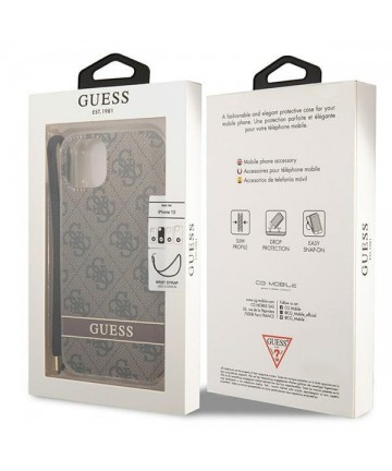 Guess GUOHCP14MH4STW iPhone 14 Plus 6.7 "brown / brown hardcase 4G Print Strap