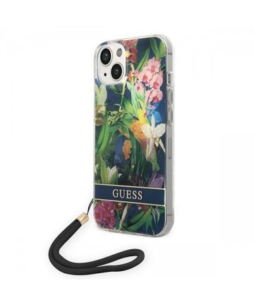 Guess GUOHCP14MHFLSB iPhone 14 Plus 6.7 "blue / blue hardcase Flower Strap