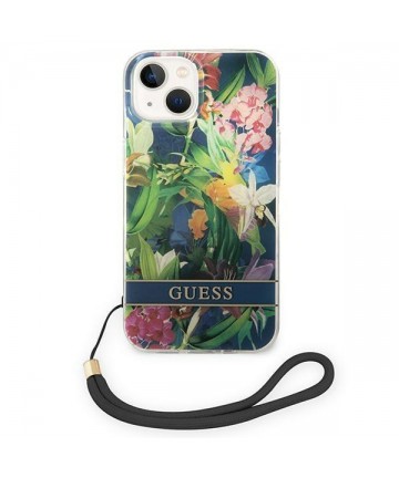 Guess GUOHCP14MHFLSB iPhone 14 Plus 6.7 "blue / blue hardcase Flower Strap