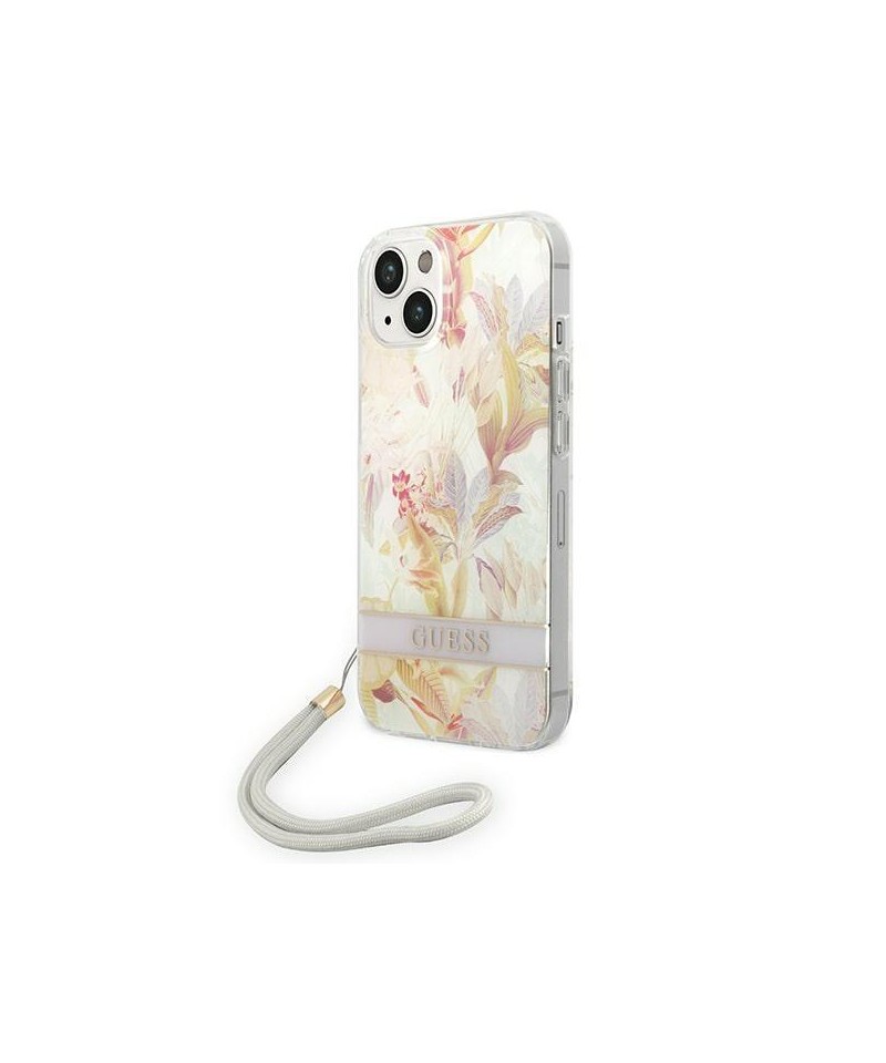 Guess GUOHCP14MHFLSU iPhone 14 Plus 6.7 "purple / purple hardcase Flower Strap