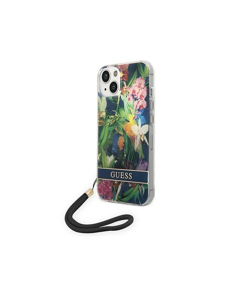 Guess GUOHCP14SHFLSB iPhone 14 6.1 "blue / blue hardcase Flower Strap
