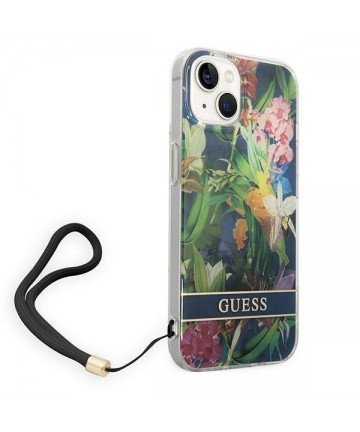 Guess GUOHCP14SHFLSB iPhone 14 6.1 "blue / blue hardcase Flower Strap