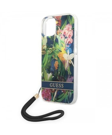 Guess GUOHCP14SHFLSB iPhone 14 6.1 "blue / blue hardcase Flower Strap