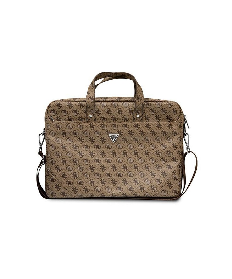 Guess Saffiano 4G Triangle Logo bag for a 16'' laptop - brown