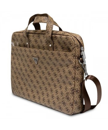 Guess Saffiano 4G Triangle Logo bag for a 16'' laptop - brown