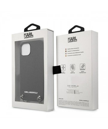 Karl Lagerfeld KLHCP13SPMK iPhone 13 mini 5,4 "hardcase black / black Leather Textured and Chain