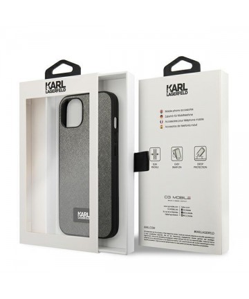 Karl Lagerfeld KLHCP13SSFMP2DG iPhone 13 mini 5,4 "hardcase silver / silver Saffiano Plaque