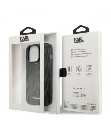 Karl Lagerfeld Monogram Plaque Case for iPhone 13 Pro Max - Black
